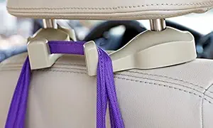 Inditradition Universal Car Back Seat Headrest Hook | Hanging Holder for Purse, Bags, Polybags, Handbags, Groceries (Pack of 2) (Beige)