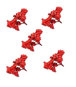 Evisha 6 Bunch Look Small Red Berry/Cherry Christmas Tree Hanging for Christmas Tree Decoration