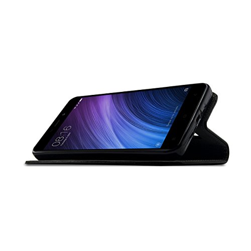 Funda XIAOMI REDMI 4A   Digital Bay Funda Carcasa  Flip Armor  Flip Funda  imitaci  n de cuero  Slim Fit Dual Layer Protective with Card Holder Funda   Jet Black