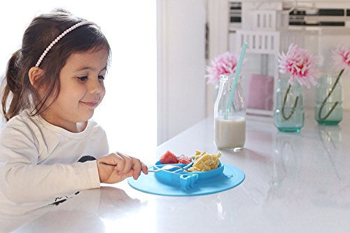 RayMoon Baby Kleinkinder Rutschfest Rund Wal Fisch Muster aus Silikon Baby Teller Schale Geschirr Platzdeckchen Tischset - 7