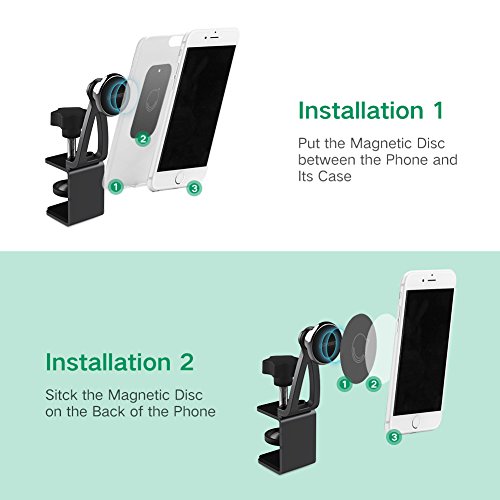 Handyhalterung UGREEN Universal Magnet Handyhalter 360 Drehbar Phone Ständer für Kabinett, Schreibtisch, Tafel, Regal und Schrank kompatibel mit Smartphone, Tablet wie iPhone 6S/6Plus /6/5S ,Samsung Galaxy S6/S5, Galaxy Note 4/3 usw Schwarz - 7