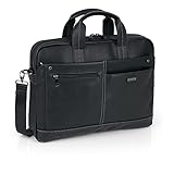 Cartera portadocumentos para hombre de Gabol con un compartimento principal y varios bolsillos delanteros. Bandolera ajustable en altura. Acoplable a trolley. En el interior bolsillo organizador de bolígrafos y móvil y bolsillos acolchados para portátil y tablet.