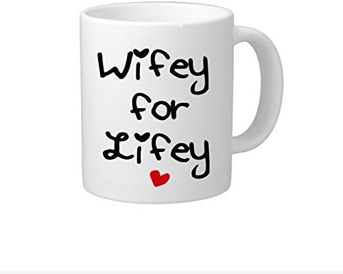 Wifey for Life Coffee Mug Personalised Mug Engagement Gift Mug Funny Art Hand Painted Mug Wedding Gift for Wife Ceramic Coffee Mug 11 Oz