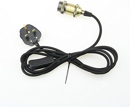 REACHYEA 2.5Meter (8.33ft) of 2 Core Black Fabric Cable with On/Off Switch and E14 Lamp Holder