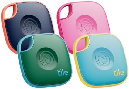 Life360 Tile - Localizzatore, cerca oggetti e tracker Bluetooth per chiavi, borse e altro. Trova telefono. Compatibile con iOS e Android. Pacchetto da 4 (colores)