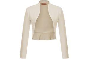 Belle Poque Donna Coprispalle Corta a Maniche Lunghe con Frontale Aperto da Donna Bolero Shrug