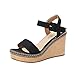 Produktbild VJGOAL Damen Sandalen, Damen Mädchen Frau Geschenk Fisch Mund Plattform High Heels Wedge Party Hochzeit Schnalle Slope Sandalen (40 EU, Schwarz)