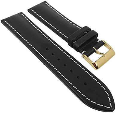 bovine-Rustica durable Leather Strap Replacement Band Watch Band Leather black leather 25588S, width:22mm