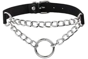 MILAKOO PU Leather Punk Choker Necklaces Circle/Heart Charm Adjustable Collar Necklace for Women