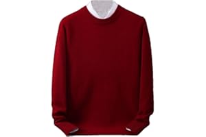 Suvoiier Maglione in Cashmere da Uomo Pullover con O-Collo Camicia da Uomo con Fondo Lavorato A Maglia Allentato Top da Uomo Casual Autunno Inverno