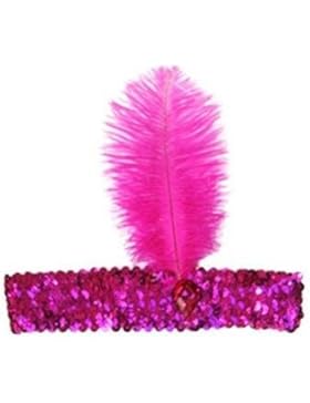 Paillettes Show Girl party flapper fascia copricapo con piuma Plume