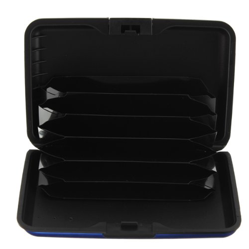 Alu wasserdichte Kreditkarten Visitenkarten Etui Case Tasche Box Hülle Kartenbox Aufbewahrungsbox Blau - 5
