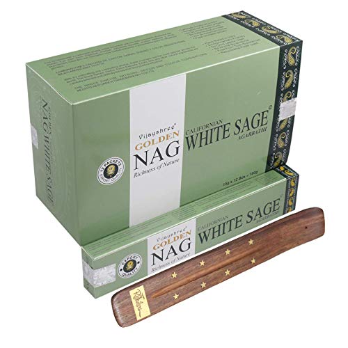 Vijayshree Golden Nag White Sage Masala Agarbathi Lot de 12 bâtons d'encens 180 g
