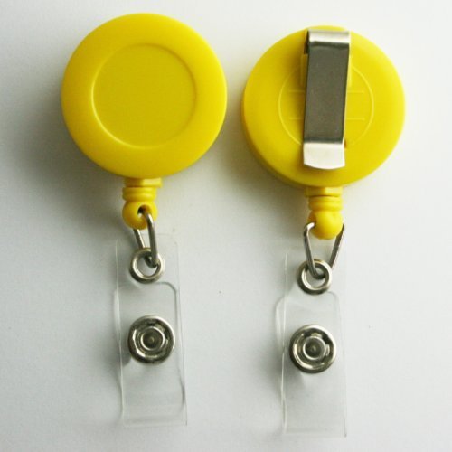 5 Retractable Reel ID Badge Key Card Name Tag Holders with Belt Clip - Choose 1 of 10 Colors (Yellow) by Simply Sew