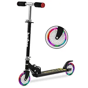 Baybee Ultron Runner Kids Scooter, Skating Scooter with Foldable & Height Adjustable Handle, 2 Flashing LED Light Wheels, Rear Braking, Kick Scooter for Boys Girls Age 3-8 Years