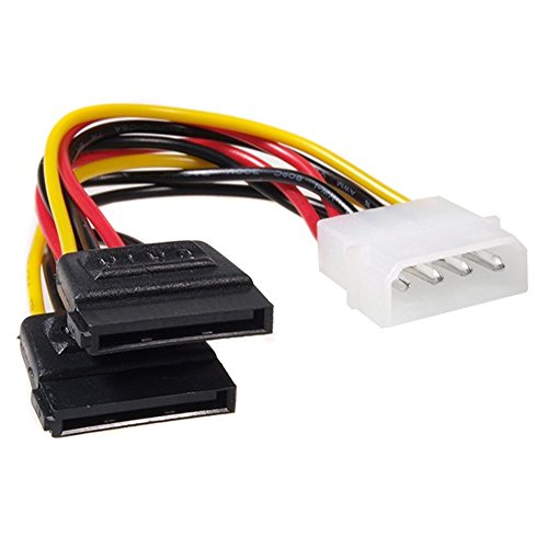 Maclean MCTV-632 Adapter Power Molex Stromkabel 1x 4pin Stecker an 2x 15pin Buchse 2xSATA SATA HDD Kabellänge 15cm - 3
