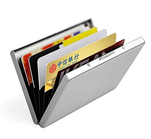 RFID Titular de la Tarjeta de crédito, Tarjeta de Caso Acero Inoxidable de Lujo UWILD ®, RFID Bloqueo de la Tarjeta de crédito de la Carpeta del sostenedor del Monedero para Hombres y Mujeres