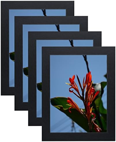 Eucub 6x8 Inch Picture Frame 15.2x20.3 cm Photo Poster - MDF &amp; Paper Wrap Non Glass Without Mat For Display Certificate/Photo/Picture As Wall Mount Wooden Frame W50608C -4 Pack BLACK
