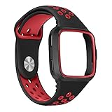 Vamoro Ersatz-Uhrenarmband-Armband aus weichem Silikon-Sportarmband + Rahmen für Fitbit Versa Soft Silikon Classic Sportarmband Ersatz Uhrenarmbänder(Rot)