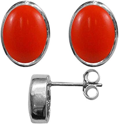 Beautiful Jewellery CompanyBJC® 9ct White Gold Natural Peach Coral 3.00ct Oval Solitaire Stud Earrings British Made Jewellery With Luxurious Jewellery Box