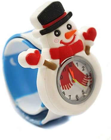 Snowman Jingle Bell Jewellery Popwatch Slapwatch Learn To Tell The Time Fun Friendly Bright and Colourful Kids Easy Fit Safe Silicone Quartz Watch