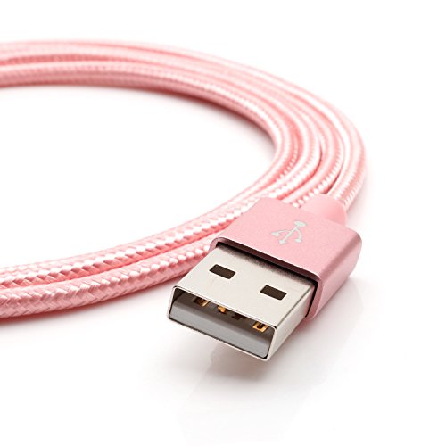 iProtect USB-C Ladekabel und Datenkabel für Geräte mit USB-C Anschluss in Nylon Flechtoptik Roségold - 3