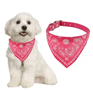 Adjustable Scarf Cum Bandana Cum Neckerchief Collar for Dog / Cat / Puppy / Kitten (Pink)