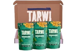 Tarwi 100% Natural Lupins with Basil High Protein Keto Snack Low Sugar Pouches Plant Protein Low Carbs High Fibre Vegan Snacks Marinated Lupini Beans - 3 x 70g Pouches