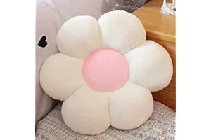 Morbuy Cojín de Peluche con Forma de Flor, Felpa Grueso Cojines para Sillas Cojín de Asiento, Nórdico Hogar Decorar para Oficina Sillas, Sofa, Rincón de Lectura, Habitación (A. Blanco,50 x 50 m)