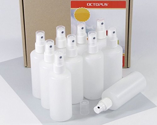 10 x 100 ml Sprühflaschen mit Fingerzerstäuber, Plastikflaschen mit Pumpsprüher, Kunststoffflaschen aus HDPE mit Zerstäuber, inkl. 10 Beschriftungsetiketten - 2