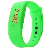 Steellwingsf Damen Herren Silikon Armband Sport-Armband mit digitalem LED-Display mit Uhr, grün, Einheitsgröße