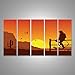 Produktbild Bild Bilder auf Leinwand XXL Bild Poster Leinwandbild Wandbilder Kunstdruck 5-teilig AED-5P Cowboy