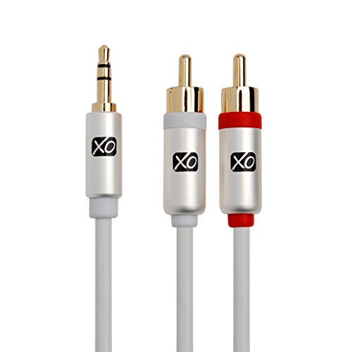 XO 3,5mm männlich auf 2 x RCA männlich Stereo Audio Kabel – 3,5 Buchse RCA männlich auf männlich – 7.5m weiß- Vergoldete Stecker. - 5