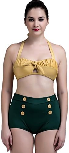 DATO Bikini Set Women Triangl Swimwear Button High Waist Swimsuit