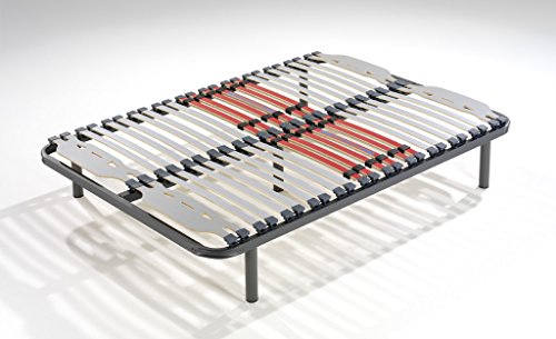 HOGAR24 ES Somier Multiláminas Taco Caucho Basculante y Reguladores Lumbares, Tubo Acero 40x30 + Juego De 5 Patas De 26cm, 150x190cm