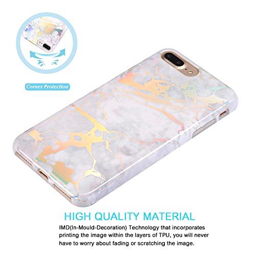 JIAXIUFEN iPhone 7 Plus Funda  Funda de Silicona Suave Case Cover Protecci  n C  scara Soft Gel TPU Carcasa Funda para Apple iPhone 7 Plus iPhone 8 Plus - Shiny Change Color Gray M  rmol Dise  o