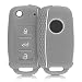 Produktbild kwmobile Autoschlüssel Hülle für VW Skoda Seat - Silikon Schutzhülle Schlüsselhülle Cover für VW Skoda Seat 3-Tasten Autoschlüssel Grau Weiß