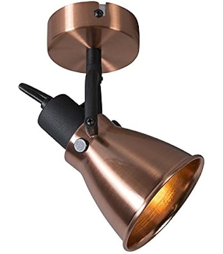 Lampada Da Parete LED Orientabile Stile Antico - Faretto In Metallo Color Rame - Include Lampadina GU10 3W