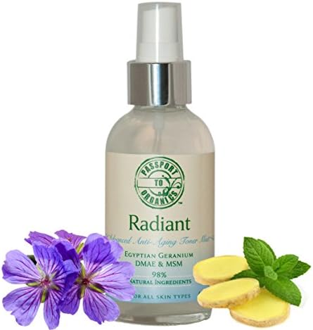 Organic Radiant Advanced Anti-Aging Toner with Egyptian Geranium, DMAE, MSM, Paraben Free! FREE Super Saver Shipping!