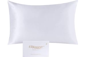 Ethlomoer Poszewka na poduszkę ze 100% naturalnego, czystego jedwabiu, dla włosów i skóry, obustronna, 19 momme, liczba nici, wzór z ukrytym zamkiem błyskawicznym, 1 sztuka, 40 x 80 cm, biała