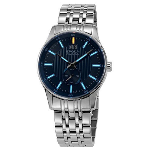 Epoch 6021GN Wasserdicht 100m Tritium Gas blau Luminous Stahl Blau Zifferblatt Big Kalender Display Fashion Business Herren Quarz