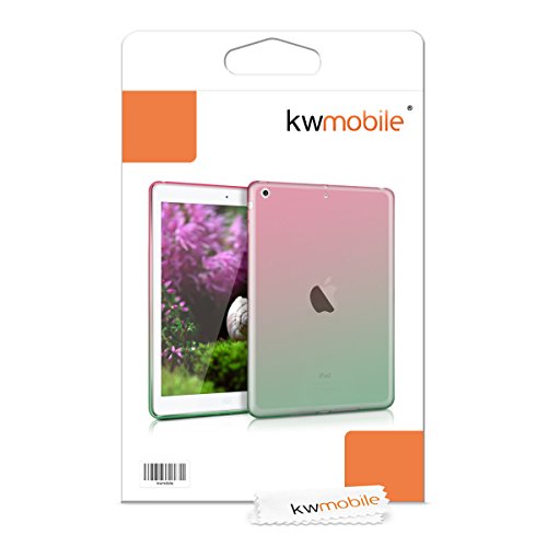 kwmobile Hülle für Apple iPad Air – Case Handy Schutzhülle TPU Silikon für Tablet – Backcover Cover klar Pink Grün Transparent - 6