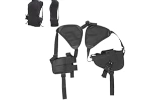 FICTORY Funda para el Hombro, Funda de la Pistola de Hombro, Funda Ajustable para Pistola de Hombro Color Negro Duradera con Bolsas para revistas Se Adapta a Pistolas, revólveres de Diferentes tamaños