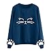 Produktbild Damen Frauen Teenager Mädchen Langarm Pullover Pullover Sweatshirt Crop Top Katze Langarm Streetwear T-Shirt Shirt Tops Tops Bluse