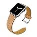 Produktbild BZLine® für Apple Watch Armband 38mm/42mm, Mode Leder Ersatz Wrist Strap Band Uhrenarmband Schlaufe Smart Watch Armbänder mit Klassische Schließe für Apple Watch Series 3/2/1 (38 mm, Khaki)