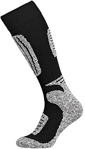 Tobeni 2 Pares Calcetines de Esqui de Snowboard Transpirable para los Mujer y las Hombre Color Negro-Gris Tamano 39-42