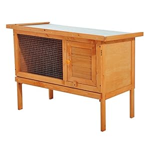 Pawhut Casa para Conejos Cobayas Animales Pequeños Exterior Conejera Grande de Patas Elevadas 90x45x65cm Color Madera