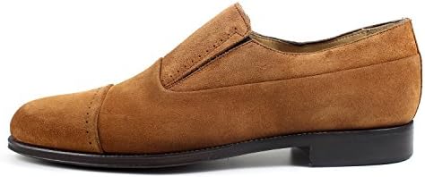 Giorgio Rea Men Classic Shoes Elegant Beige Sour Cream Slipper Mocassins Handmade Shoes Made In Italy Genuine Oxfords Richelieu Brogue Gentlemen (EUR 42 - UK 8 - US 9, Brown)