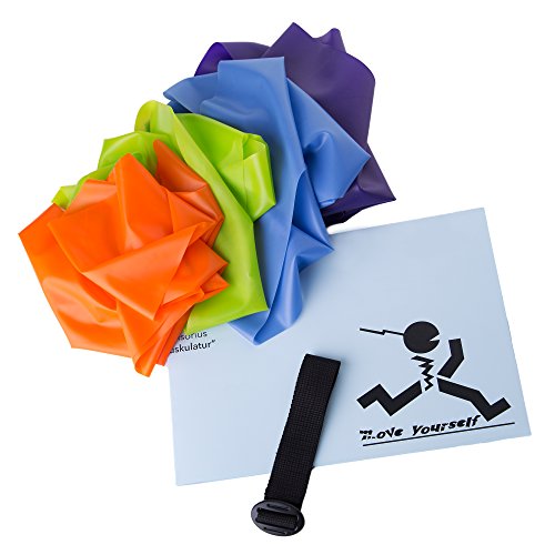 Move Yourself Exercise Bands, 4er Set (4 x Fitnessbänder, 1 x Türhaken, 1 x Übungsplakat)