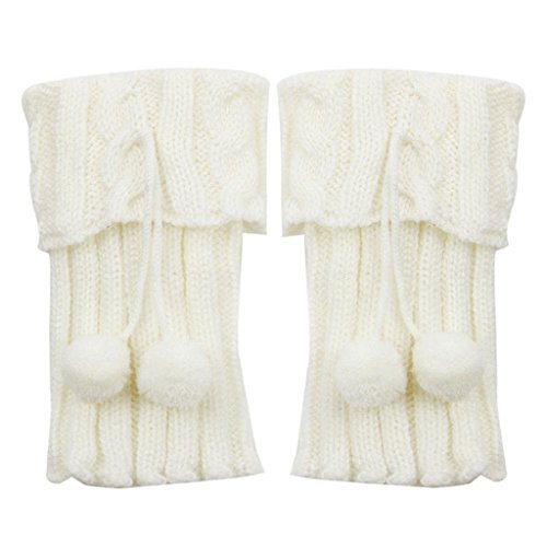 ZARU 1 par señora calentadores de la pierna de la torcedura calcetines de punto de arranque de la cubierta mujeres (WH)
